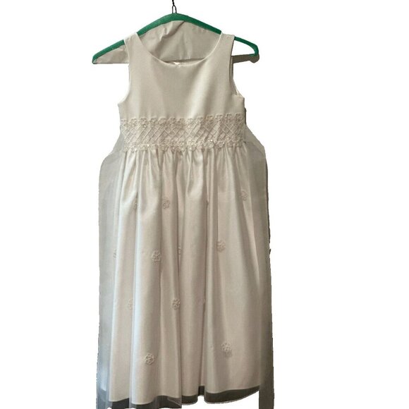 Cinderella White Embelished Sleeveless Communion or Flower Girl Dress Size 7 - Picture 3 of 8